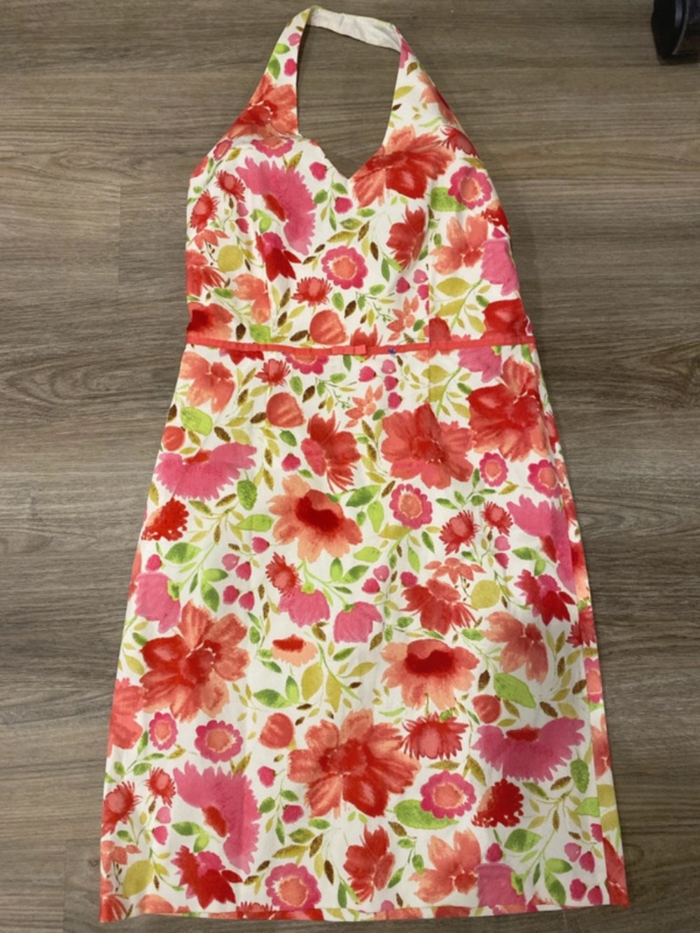 Floral Halter Dress in Pink, Coral & Green